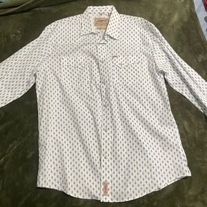 Rafter C cowboy collection White and Blue Geometric Shirt